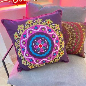 BoHo Purple Embroidered Pillow